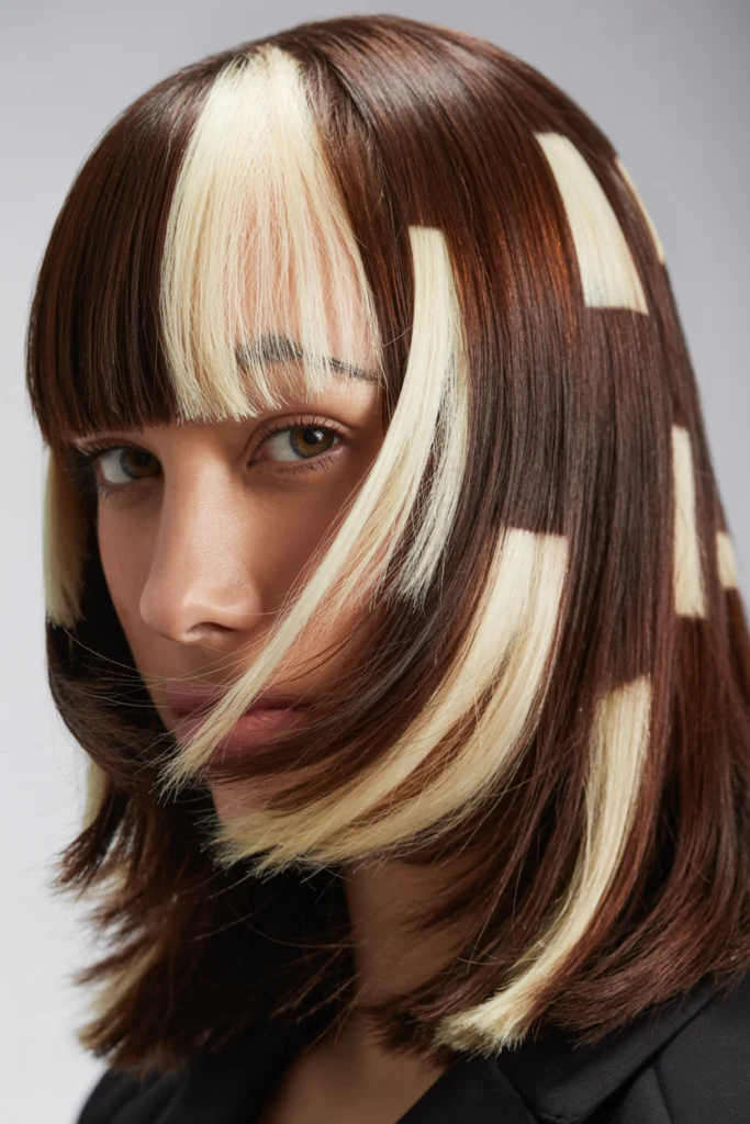 Bold Peek A Boo Bangs with Highlights
