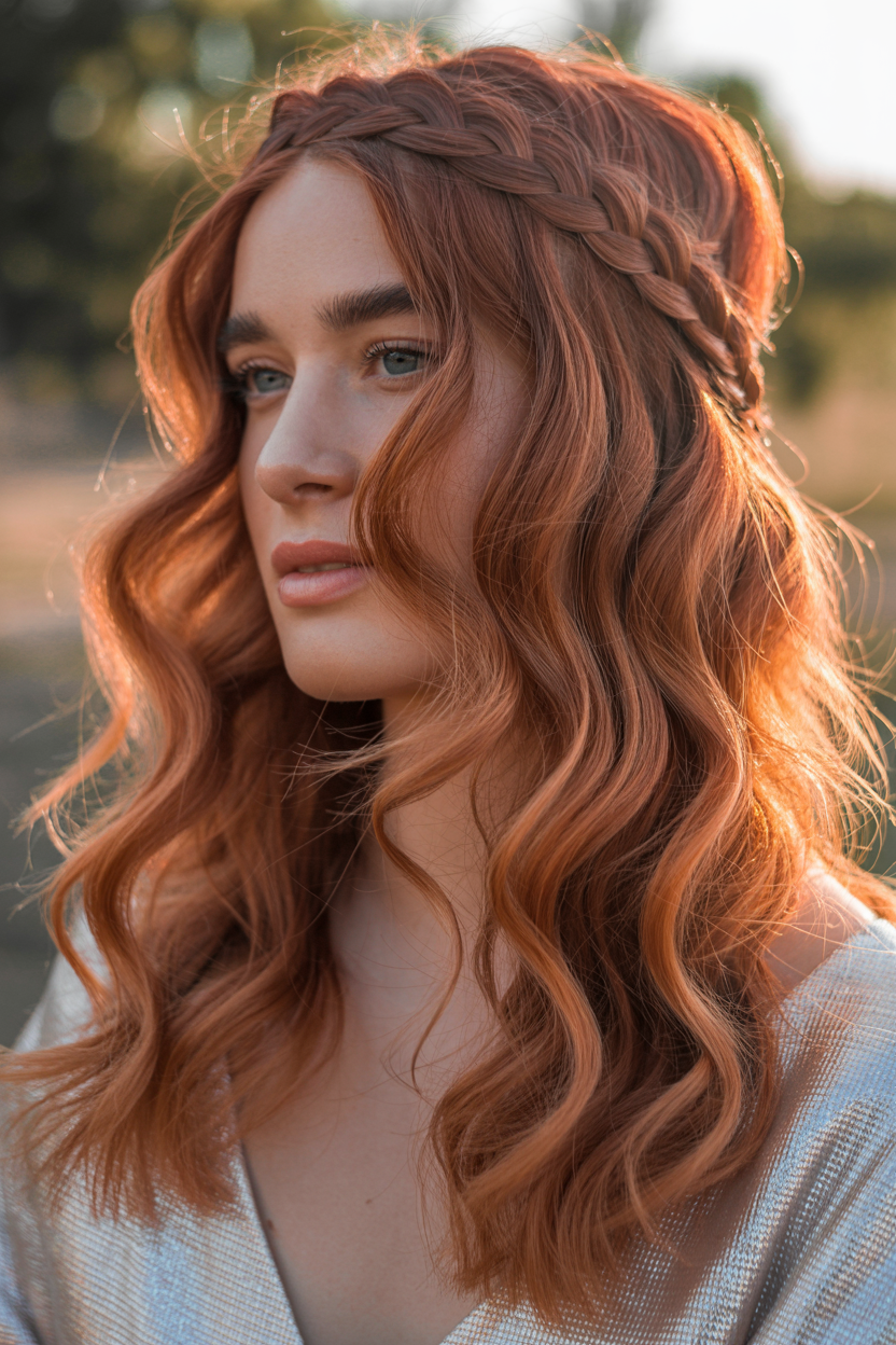 Copper Metallic Waves with Braided Crown
