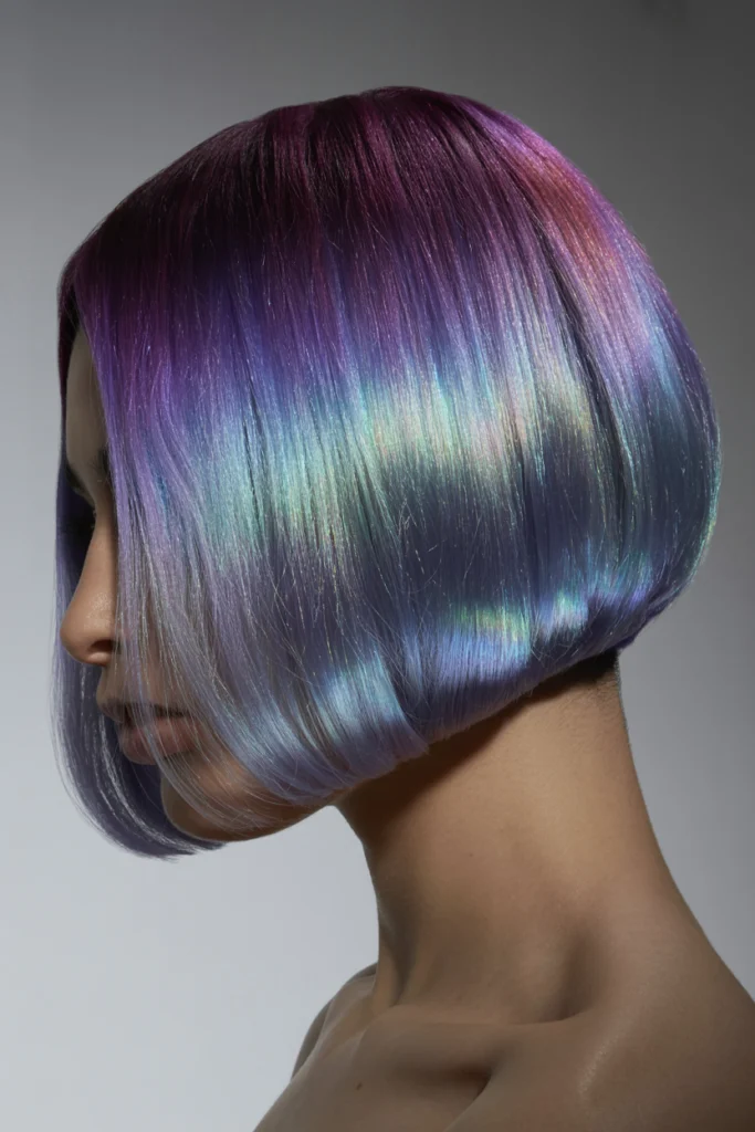 Iridescent Bob with Metallic Tips