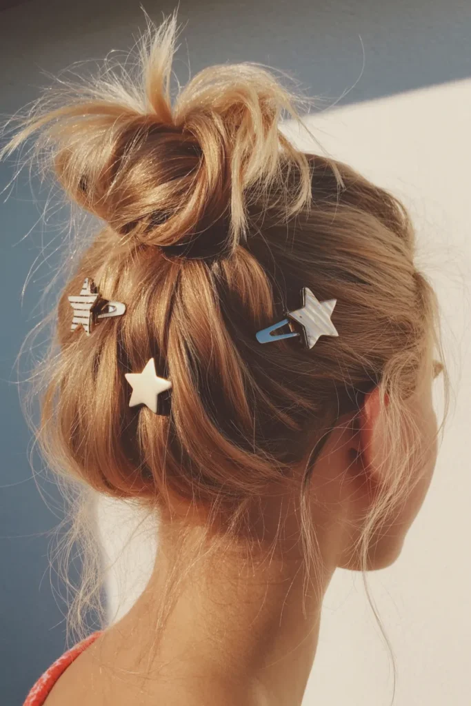 Messy Bun with Stars