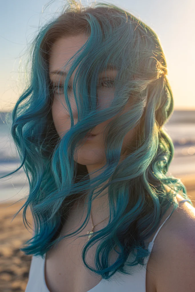 Metallic Blue Beach Waves