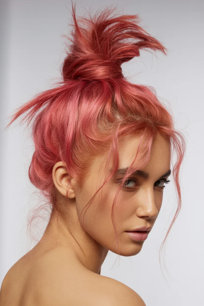  Metallic Pink Top Knot