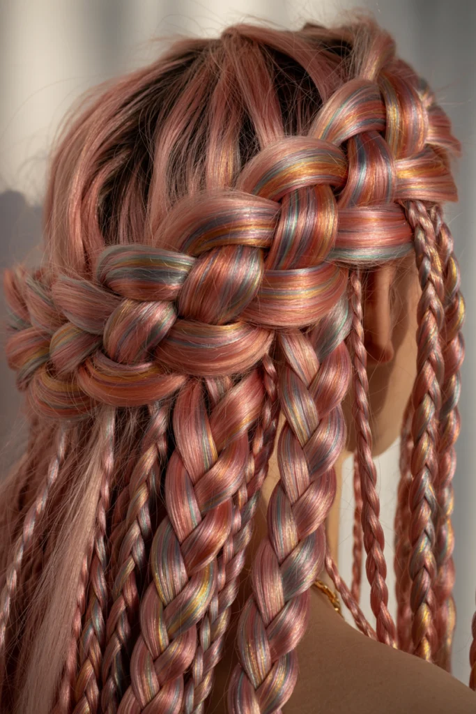 Metallic Rose Gold Braids