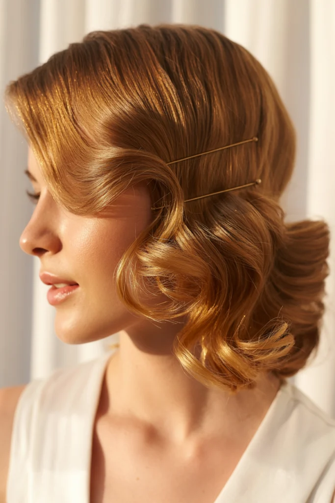 Pinned Side Swept Curls