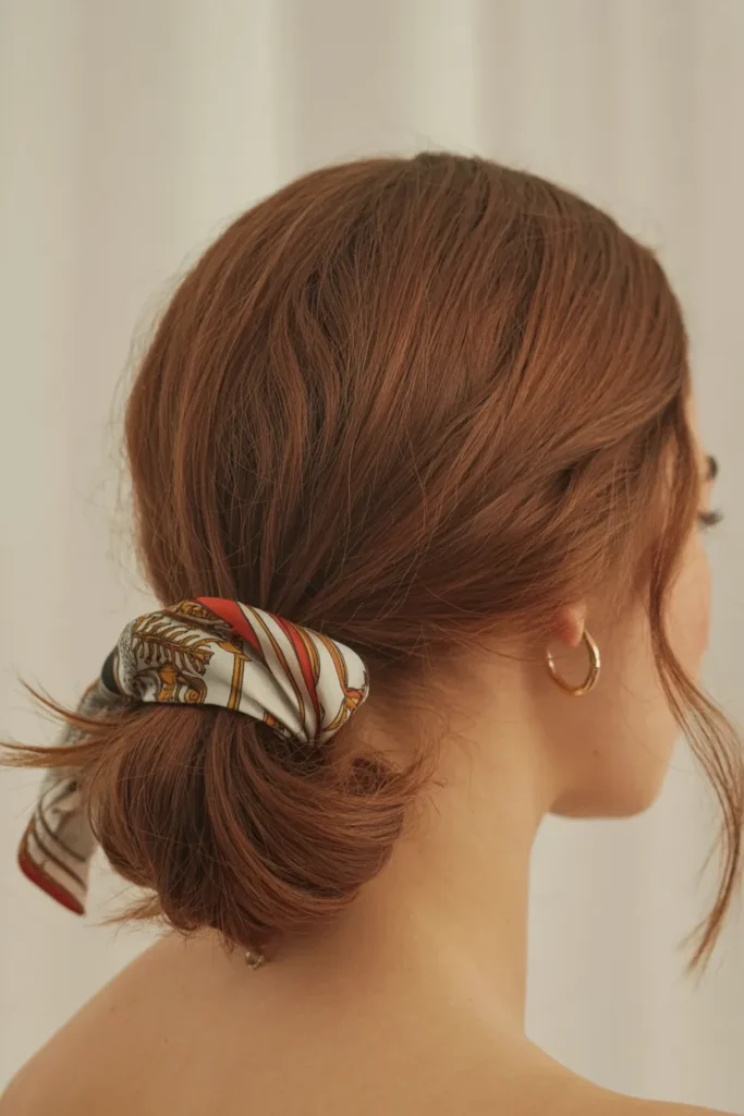 Scarf-Wrapped Low Bun