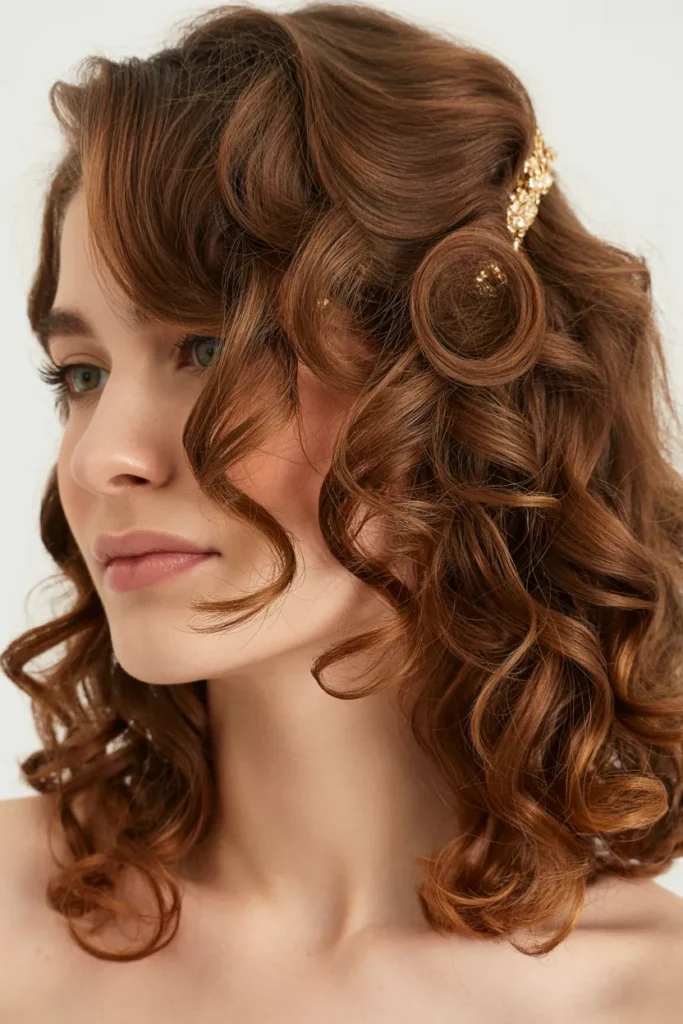 Side-Swept Curls with Pin