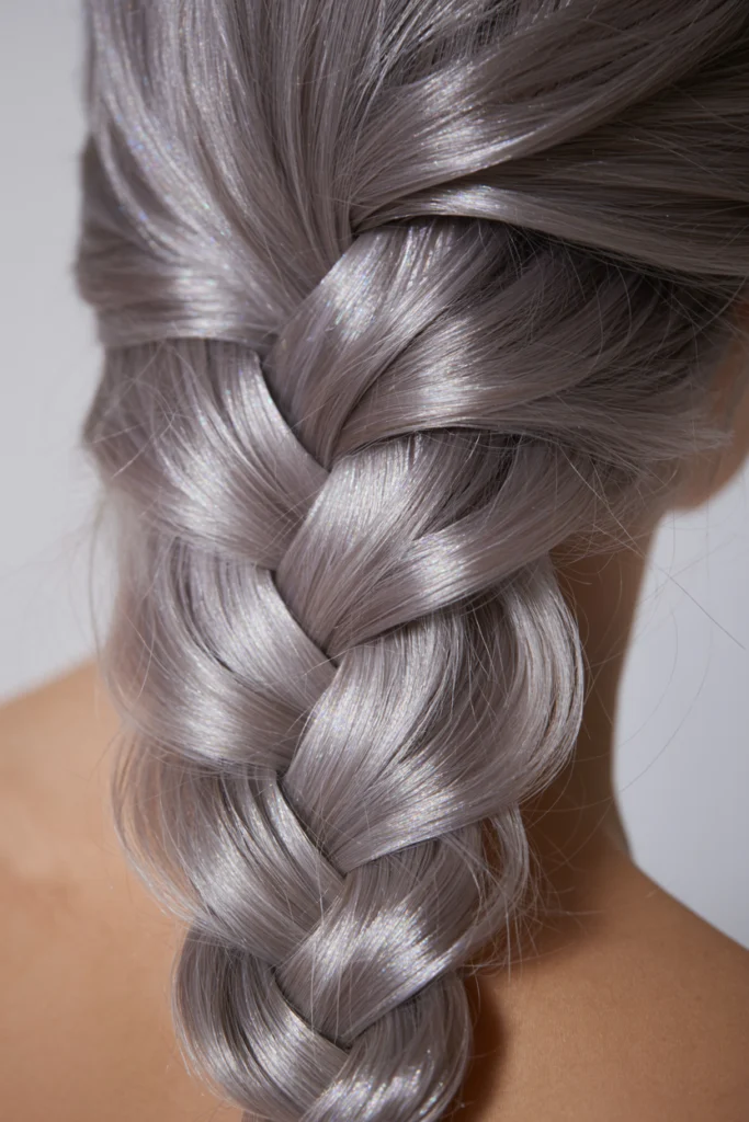 Silver Metallic Fishtail Braid
