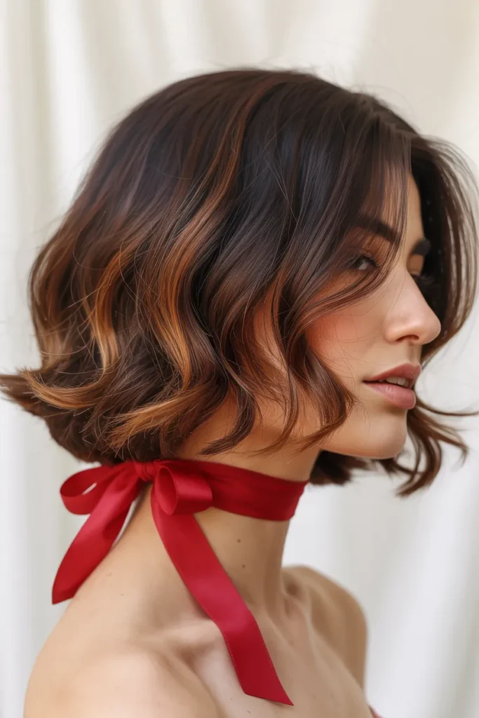 Wavy Lob with Red Ribbon