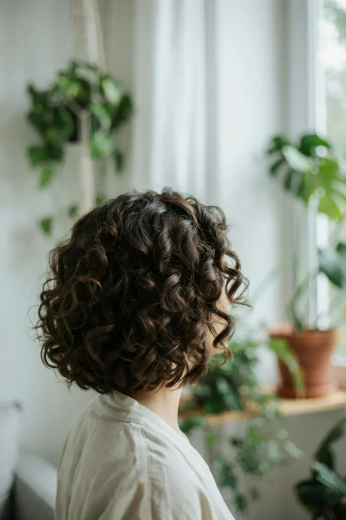 Curly Italian Bob Silhouette