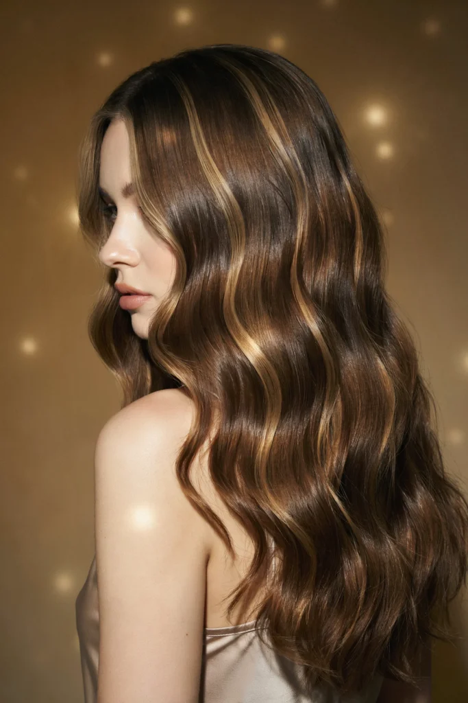 Glossy Hazelnut Ribboned Waves