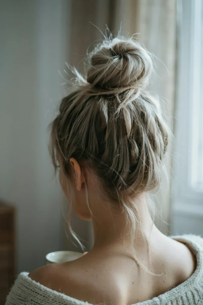 Ice Blonde Messy Bun
