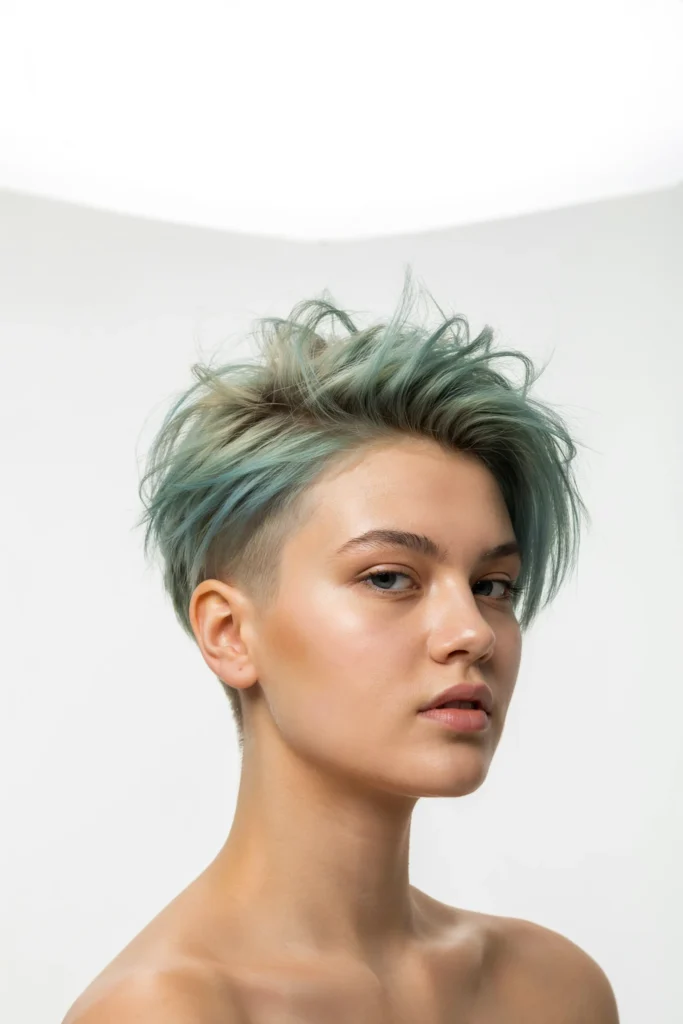Pale Teal Pixie Undercut