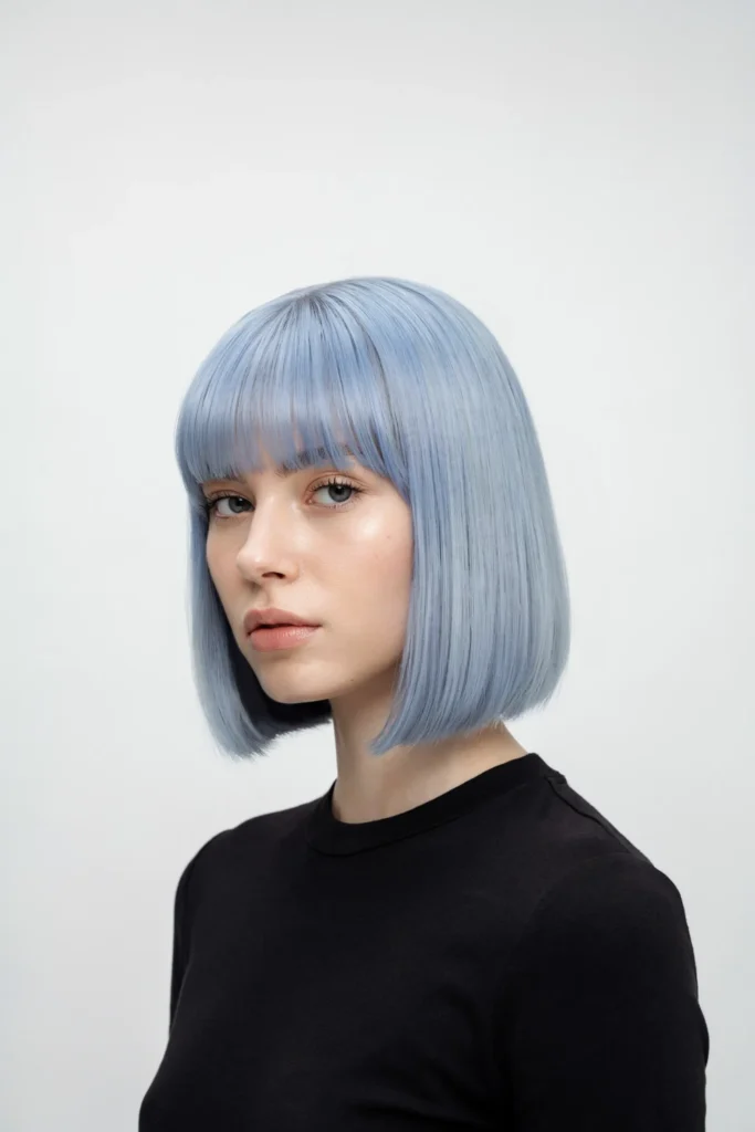 Sky Blue Blunt Bob