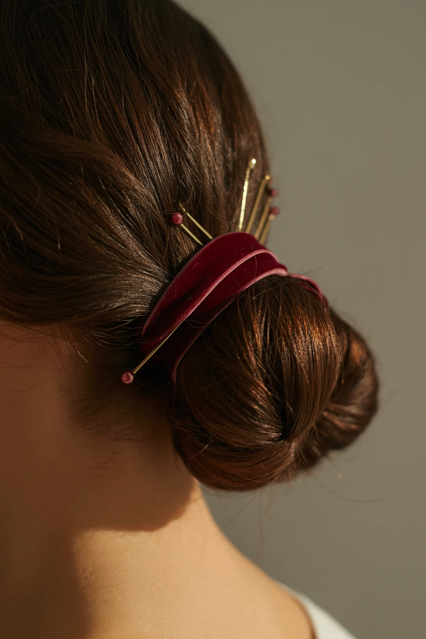 velvet ribbon low bun