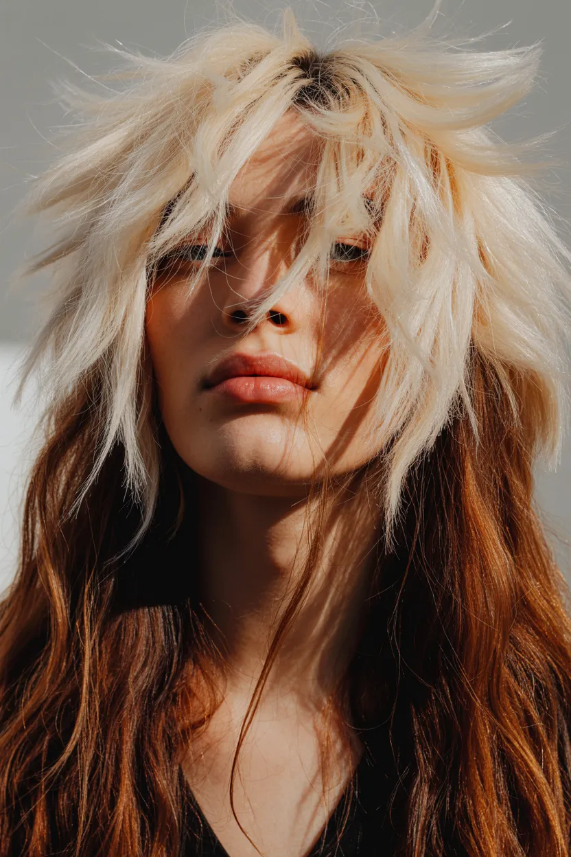 chunky bright face-framing layers
