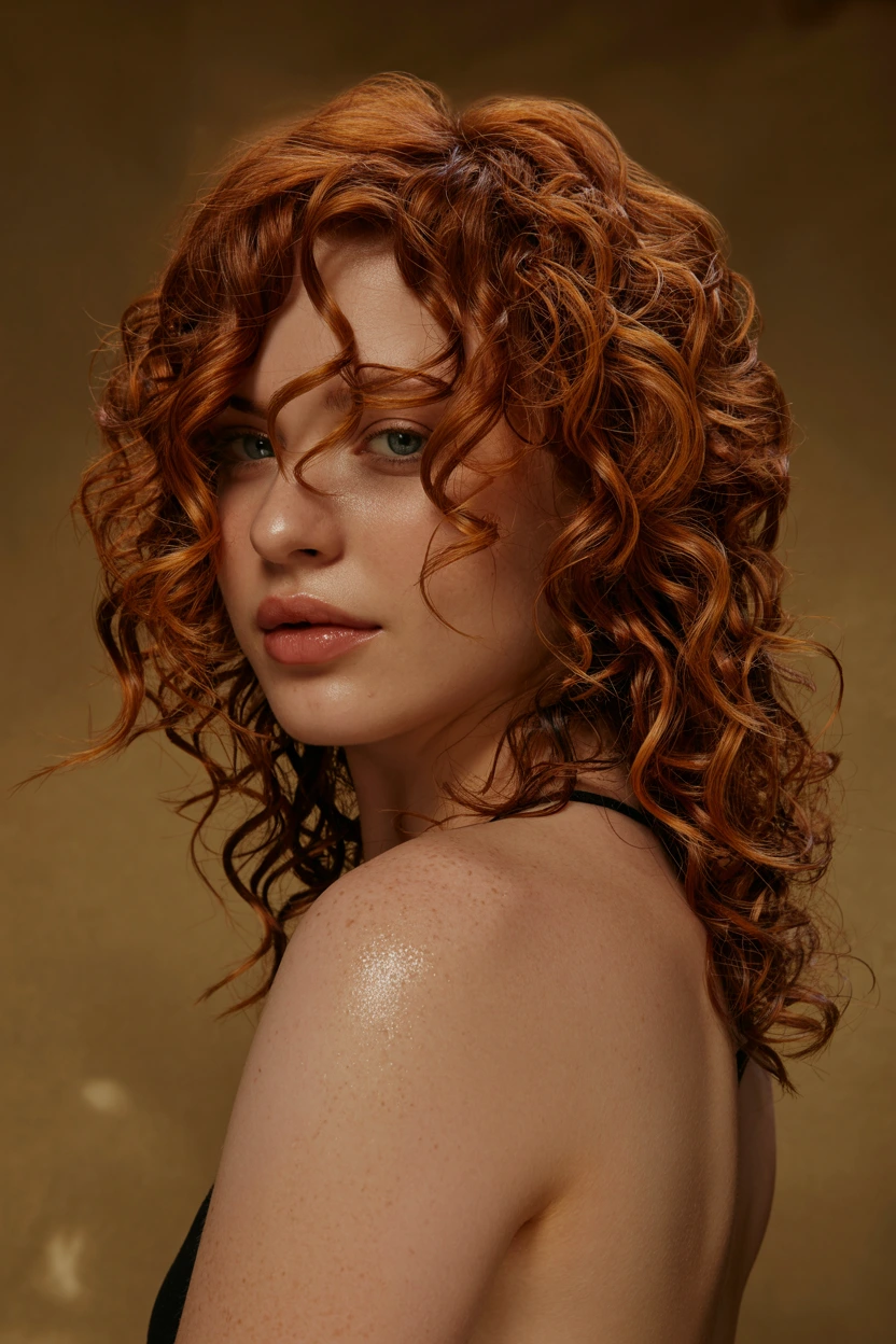 sculpted side-swept curls