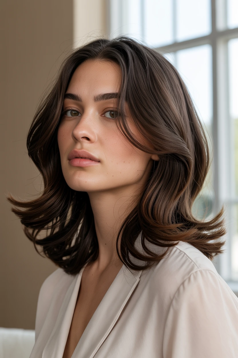 effortless dark brown waves