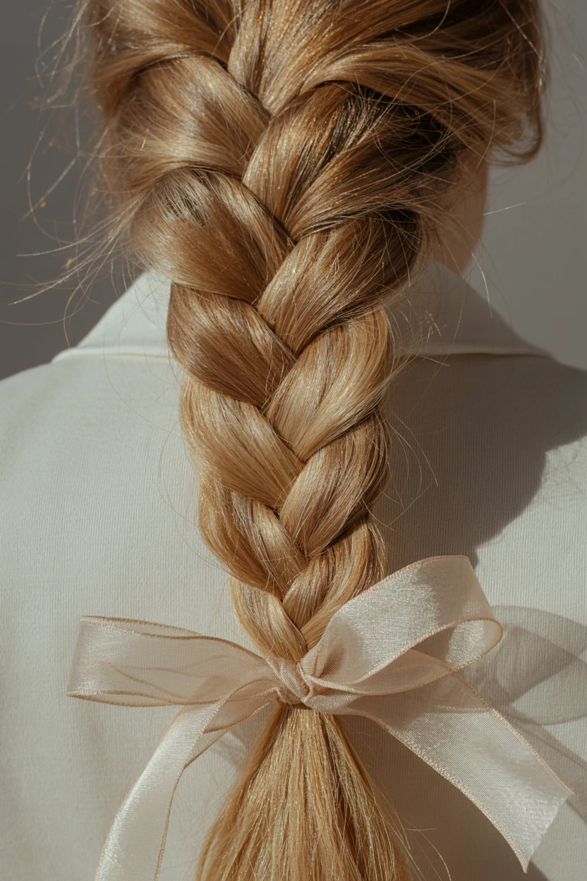 sheer ribbon fishtail braid