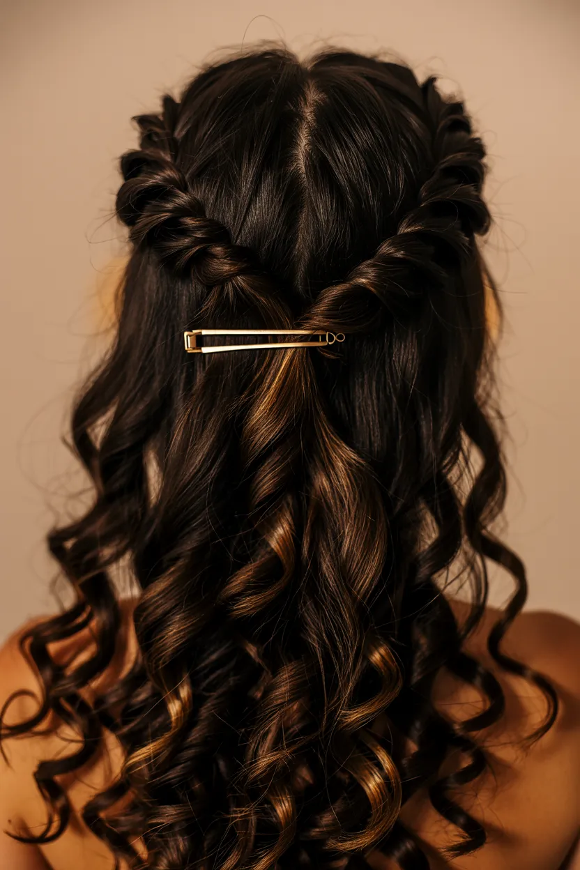 twisted half-up crown