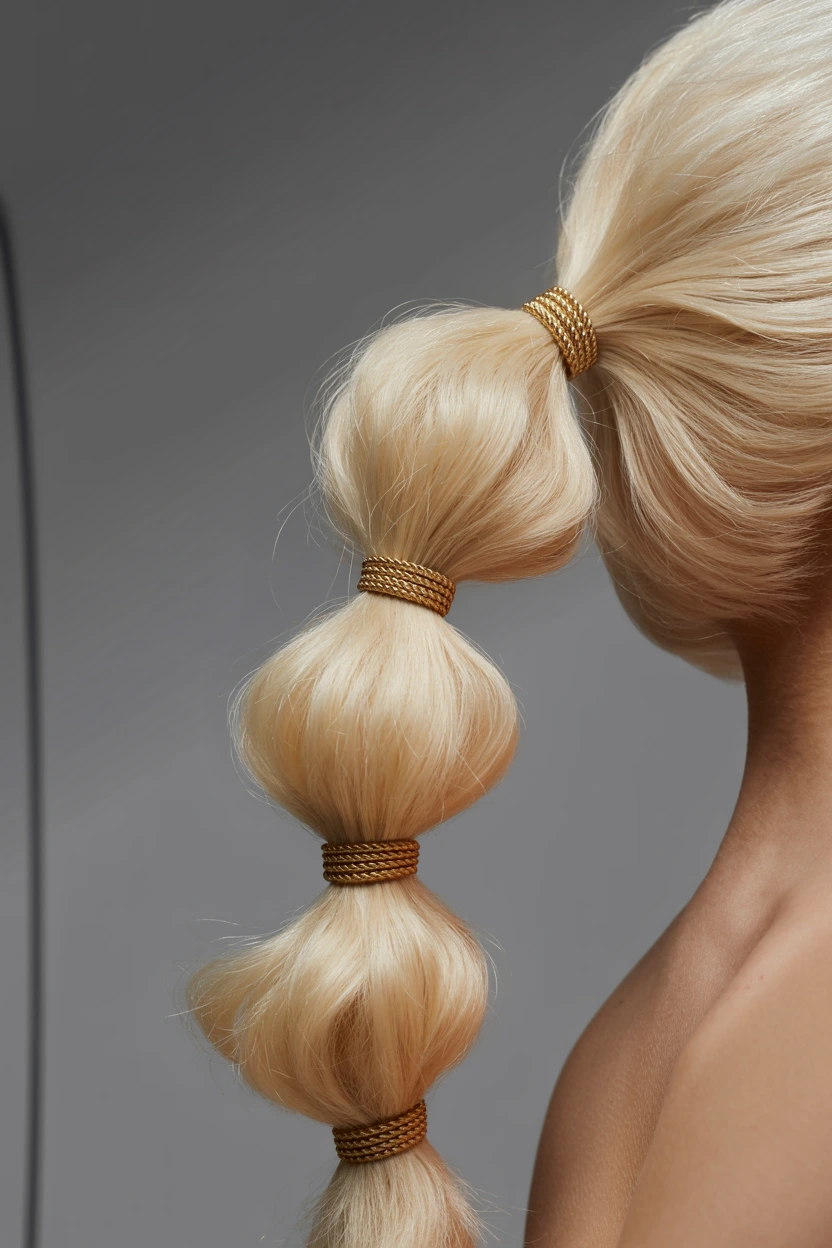 wrapped bubble ponytail