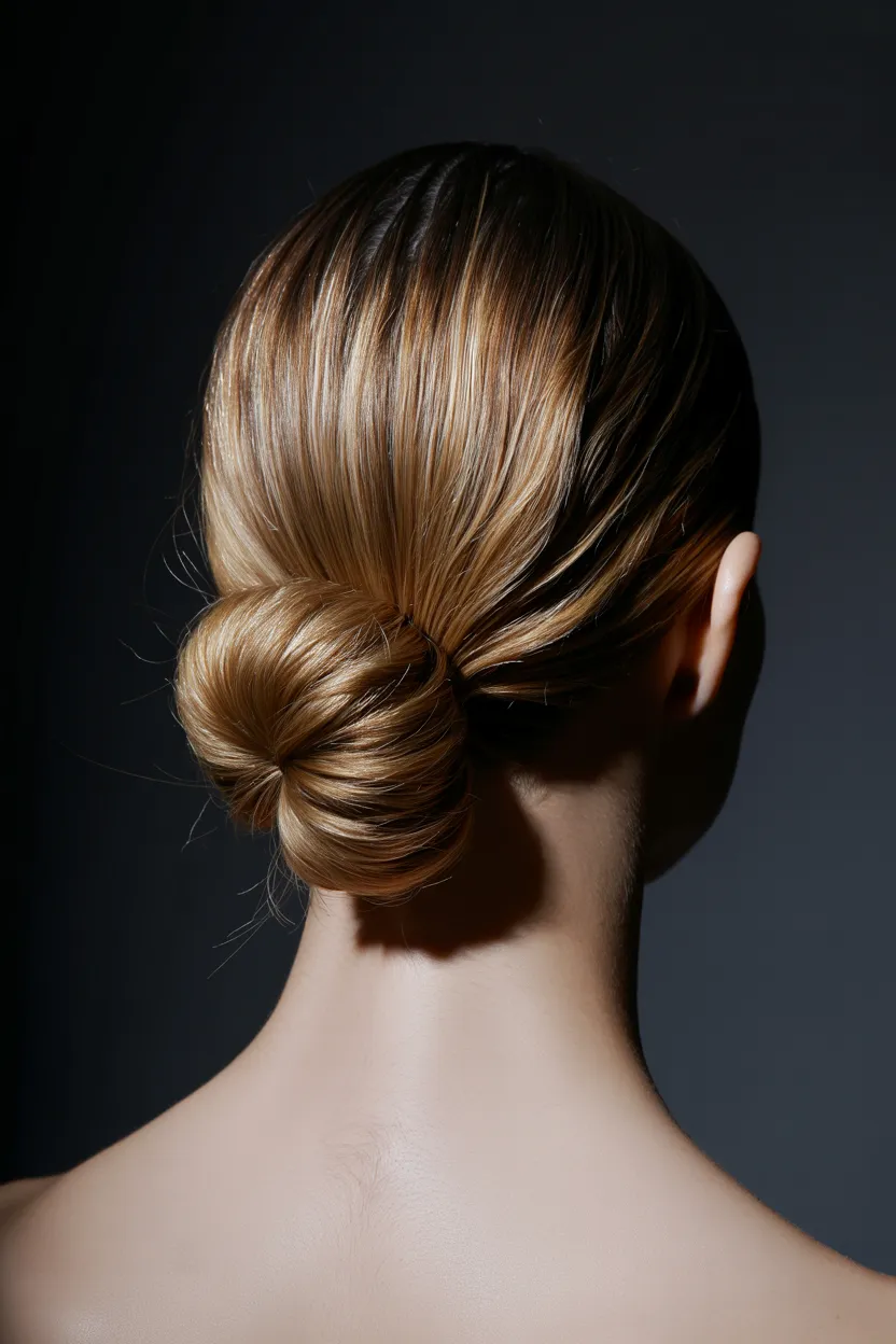 sleek low bun