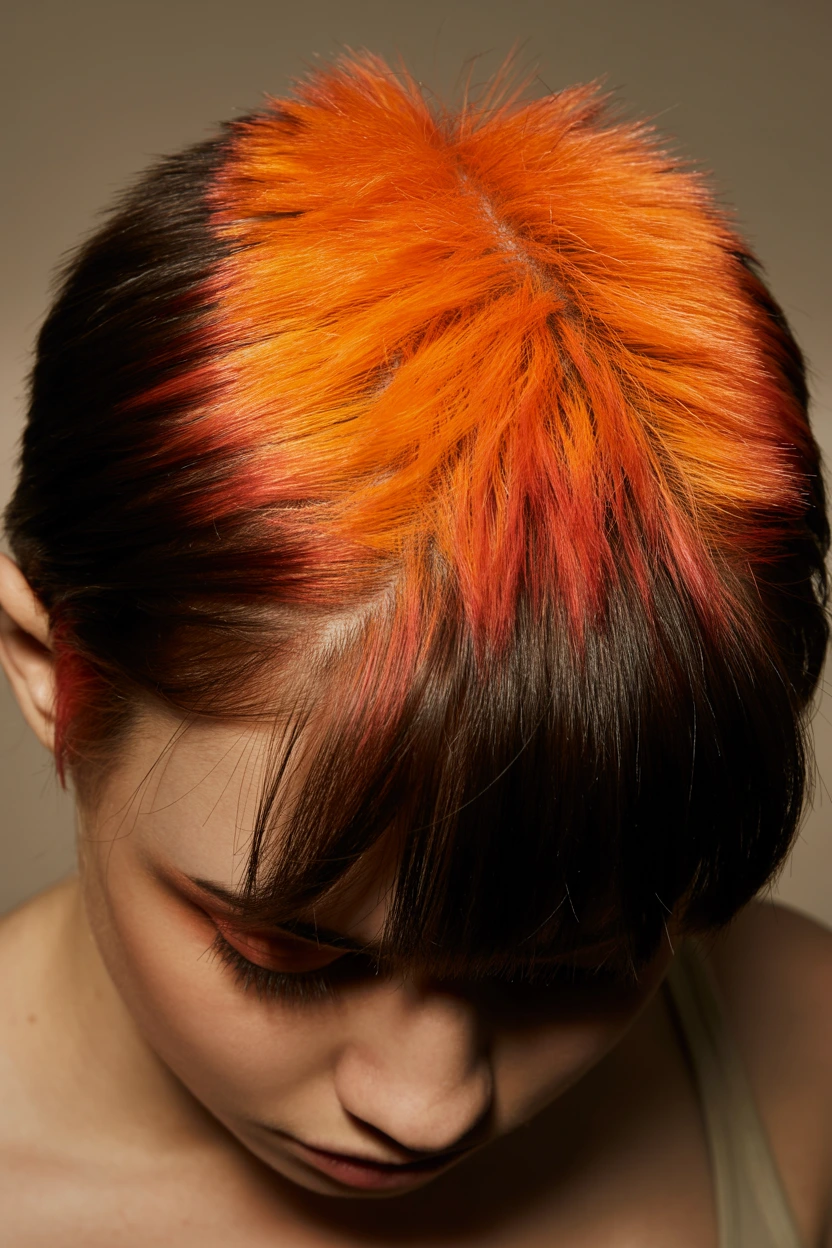fiery orange crown contrast
