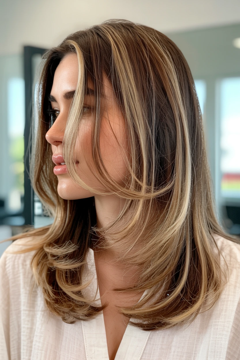 subtle balayage mid length