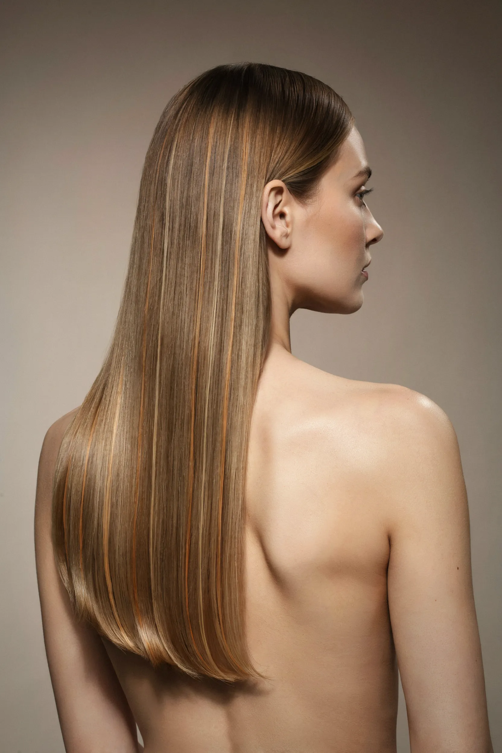 glossy amber silk blowout