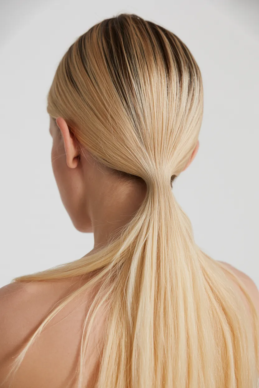 sleek half-up smudged blonde