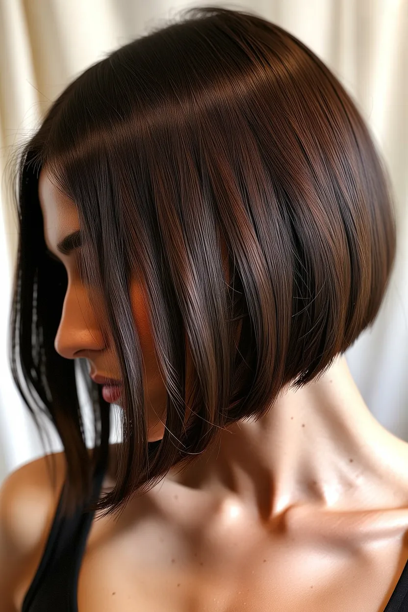 deep side parted bob