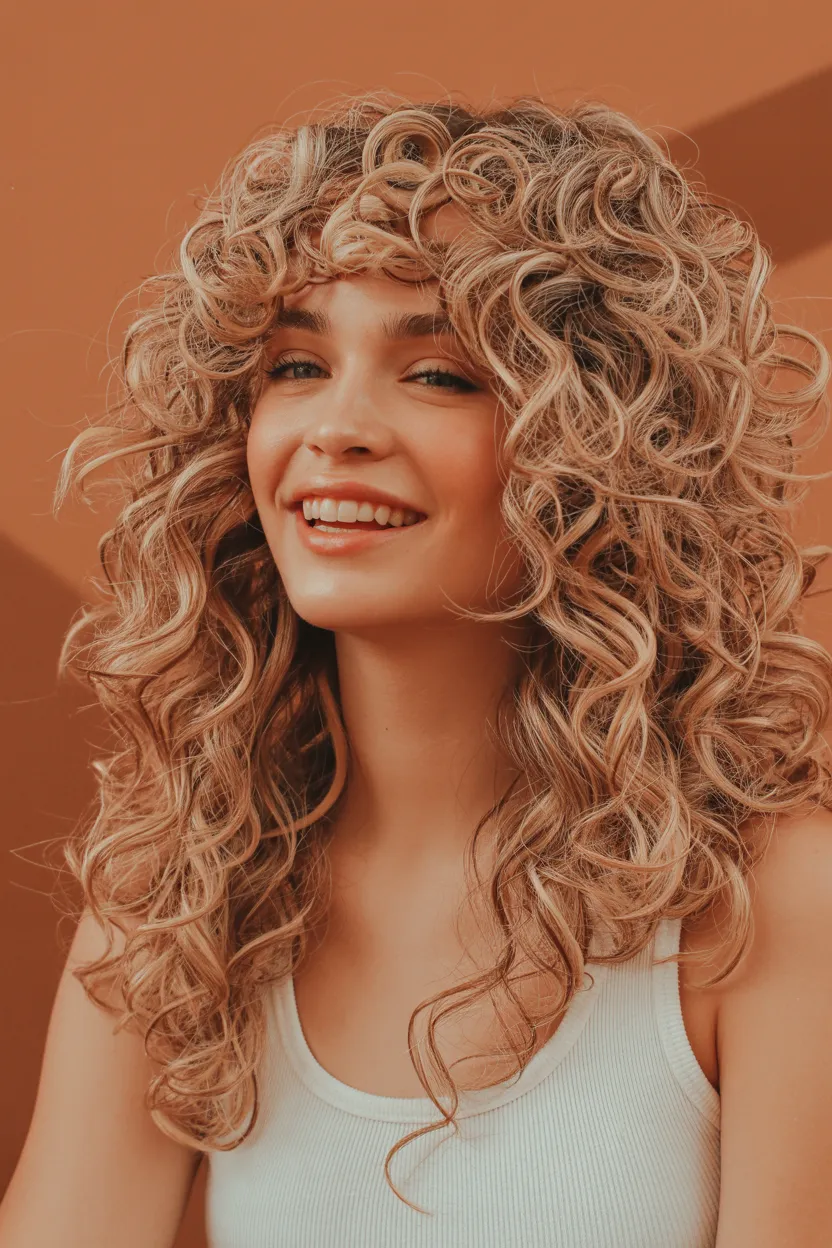 voluminous champagne blonde curls