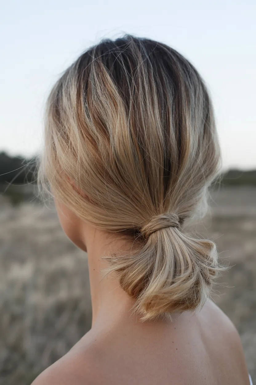 casual low blonde ponytail