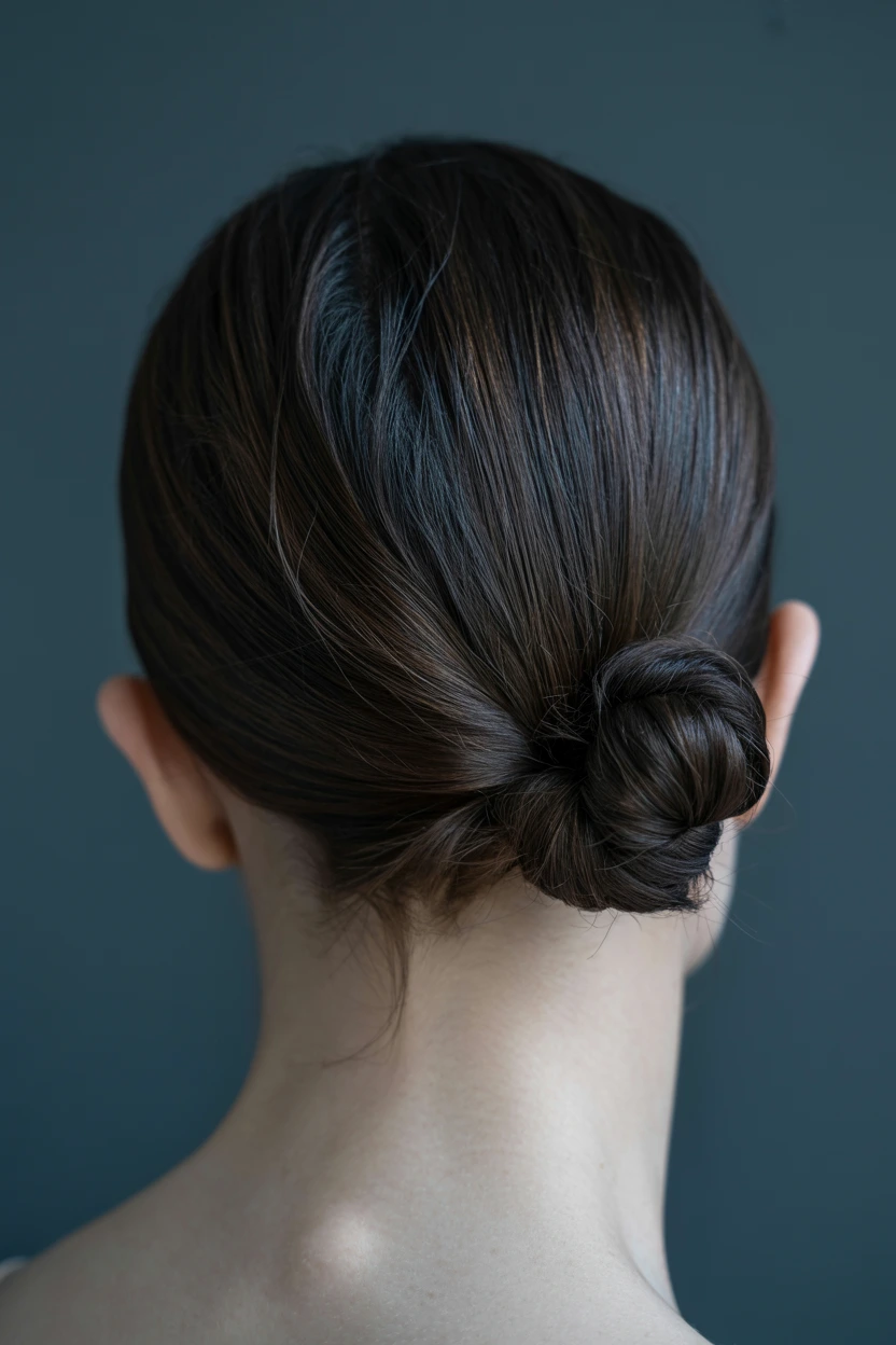 slicked crown french twist