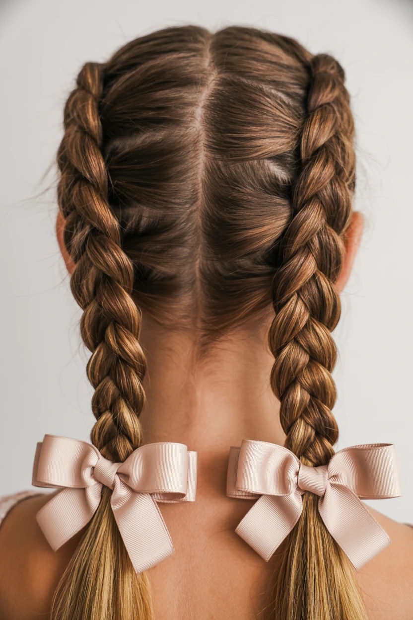 layered ribbon dutch braids