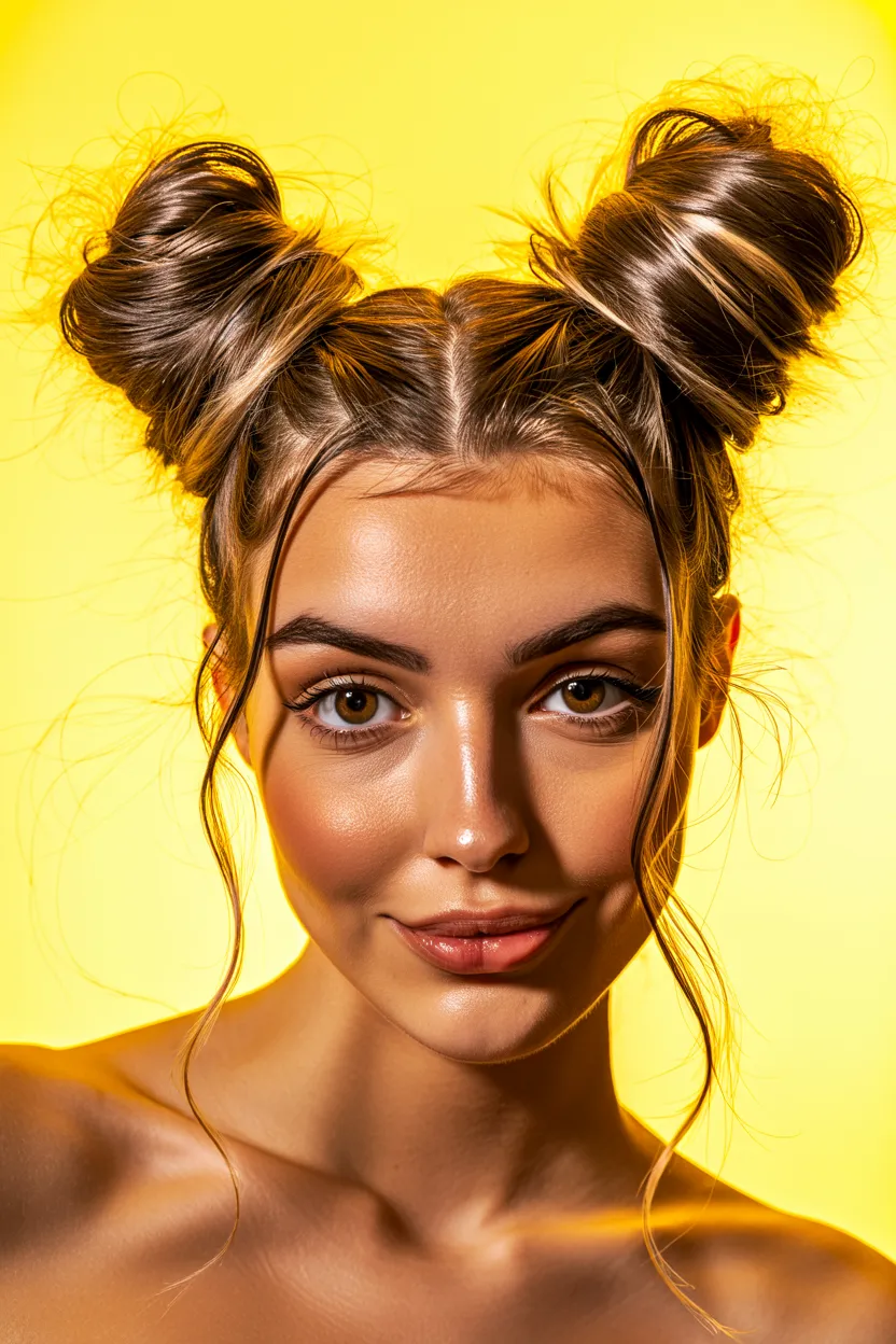 space bun coiled look