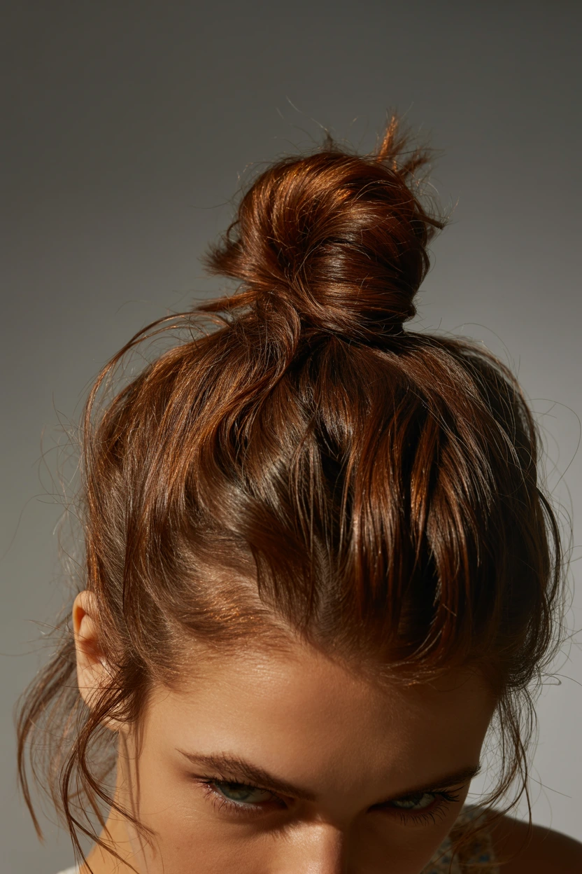 shiny messy bun