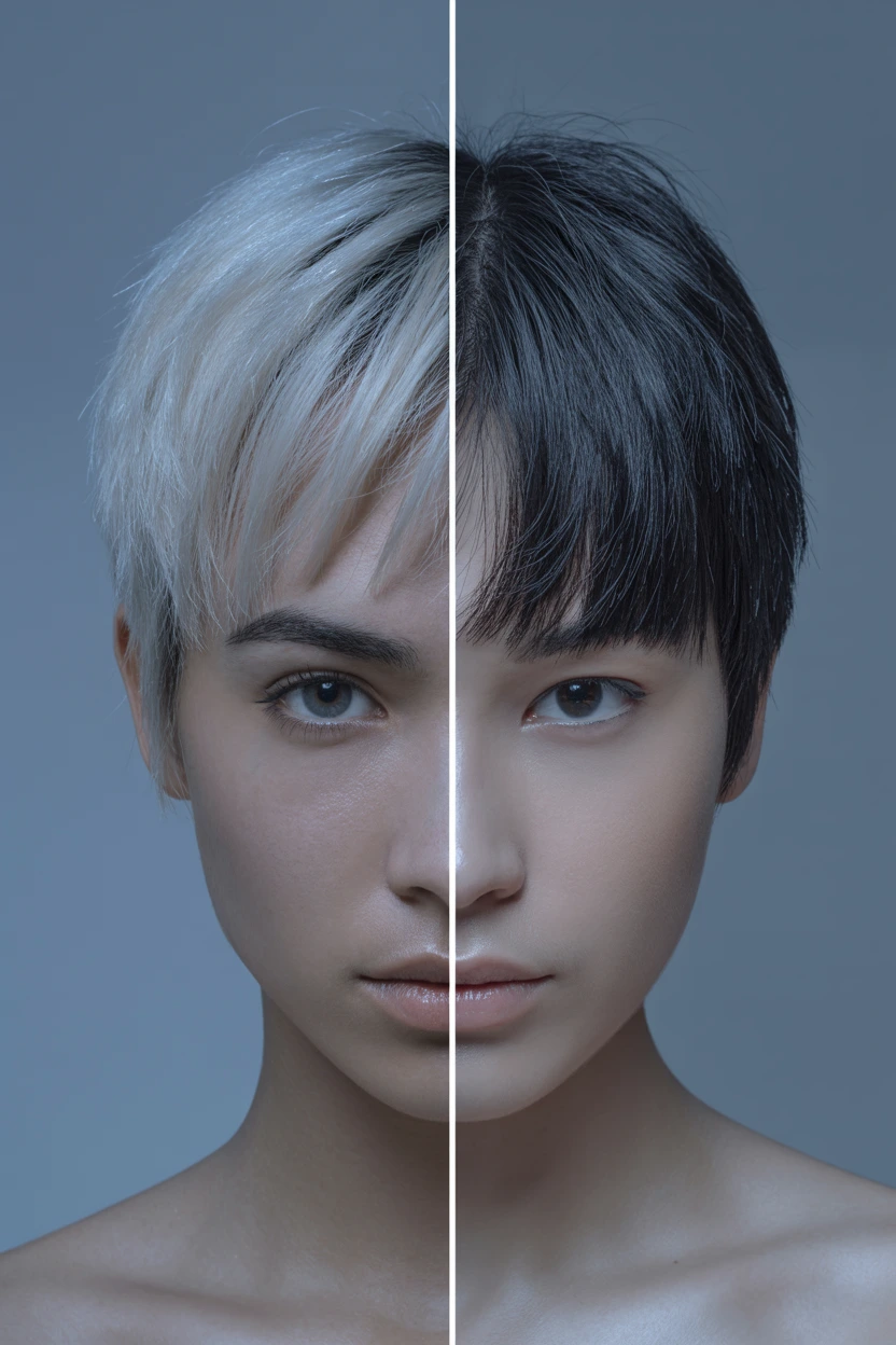 silver and charcoal split