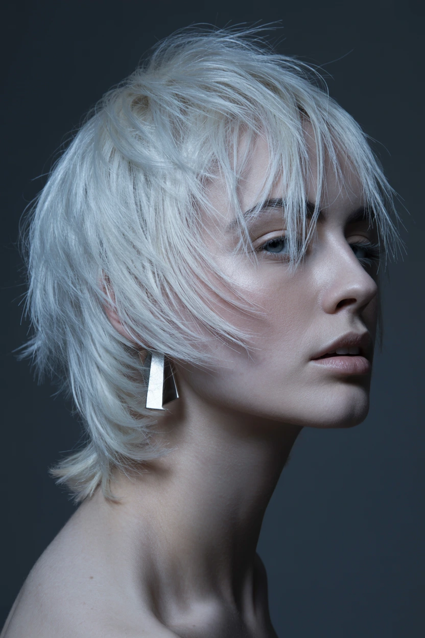 platinum blonde textured bob