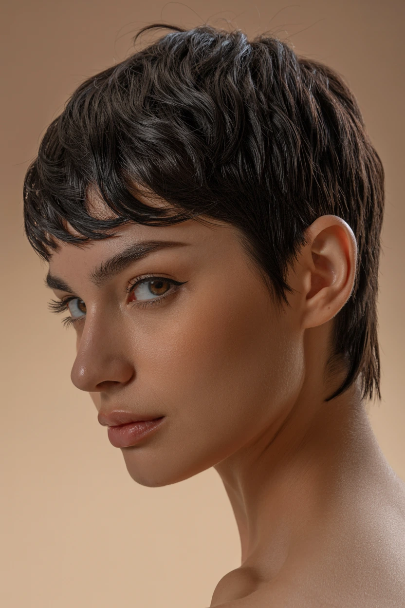 tousled pixie cut
