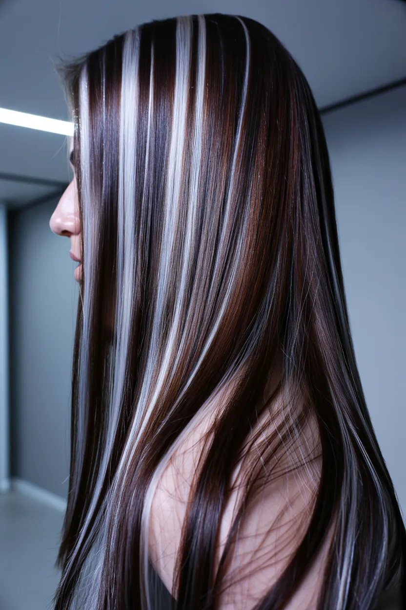 cool ash brown streaks
