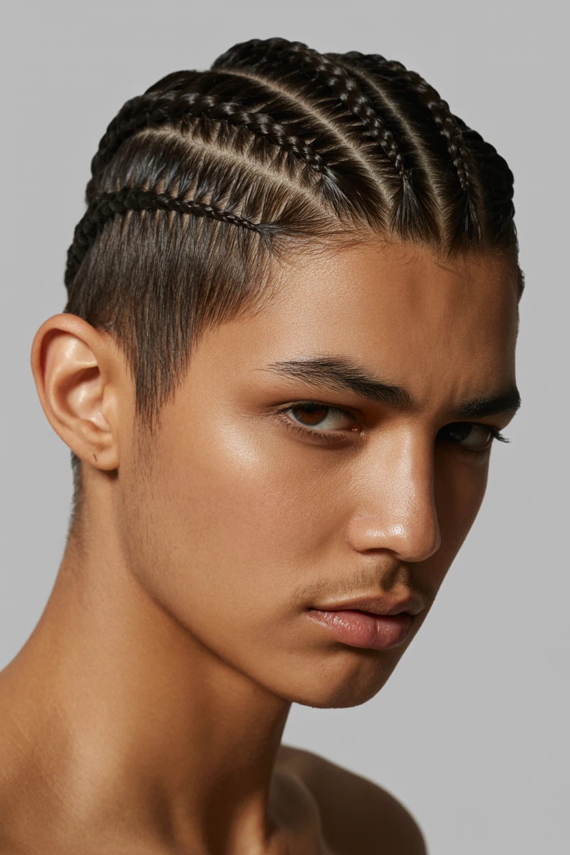 chiseled crown plaits
