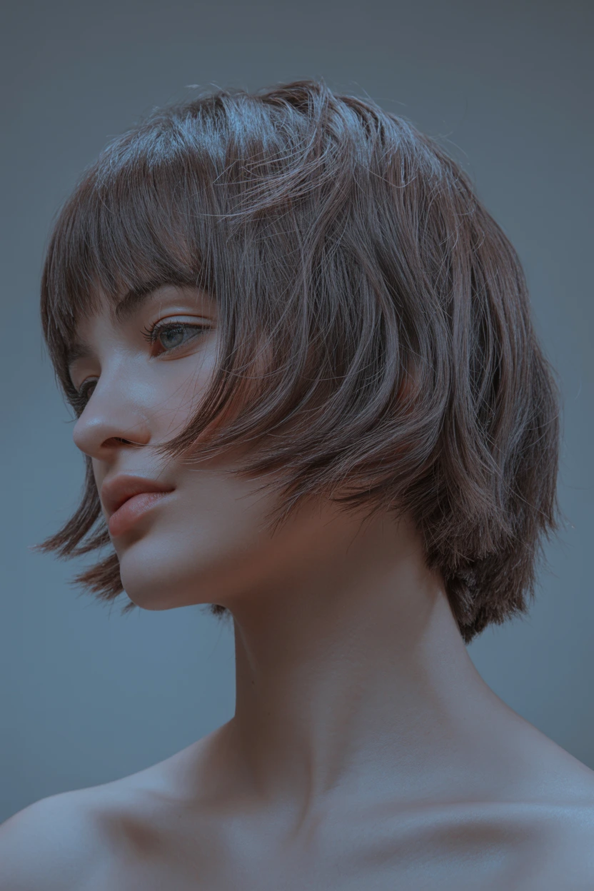 smokey ash brunette shag