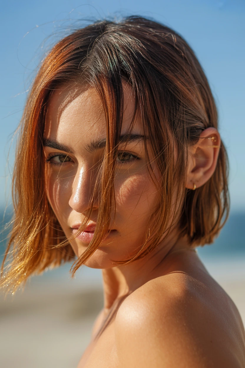 sun-kissed balayage short layer
