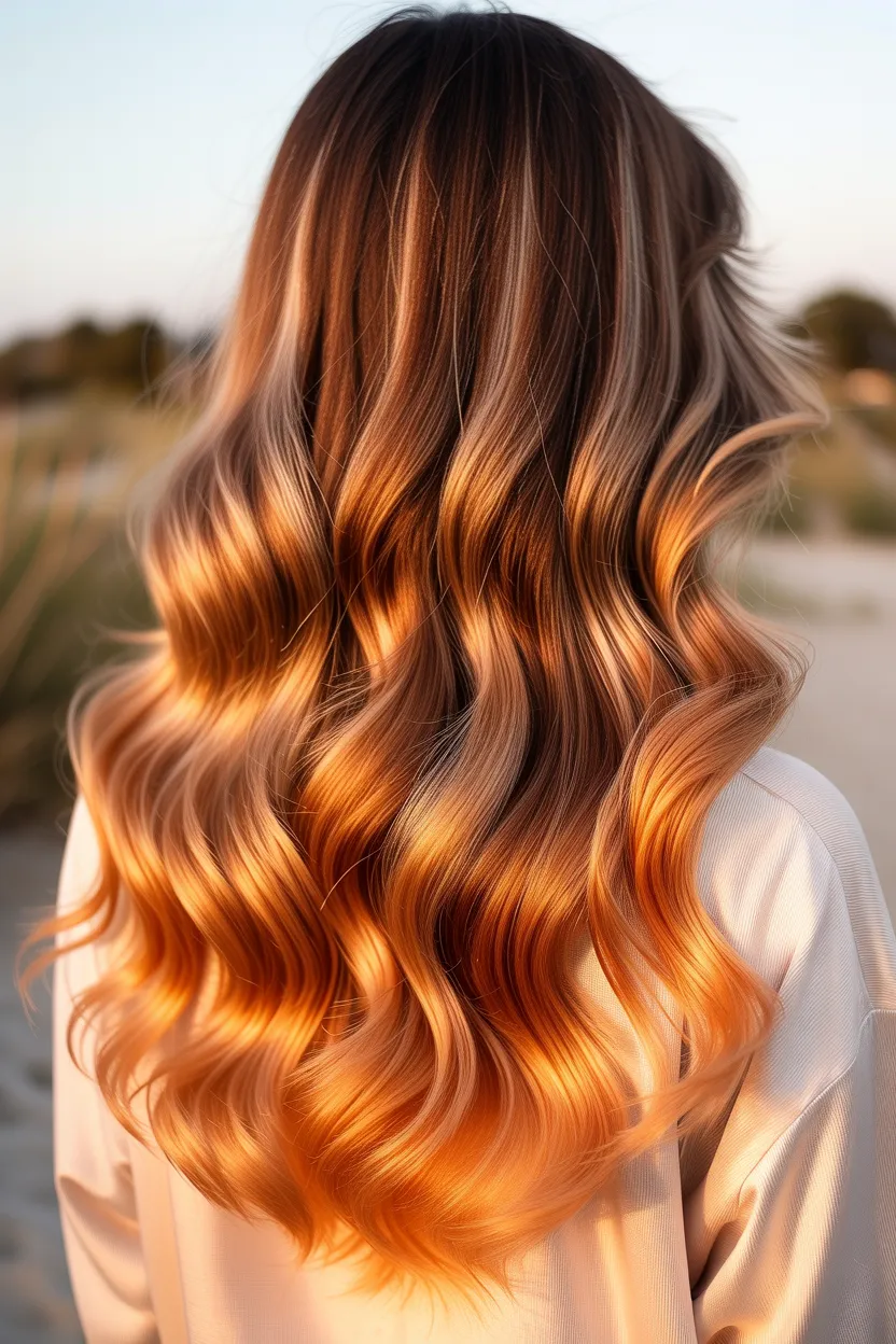 apricot balayage waves