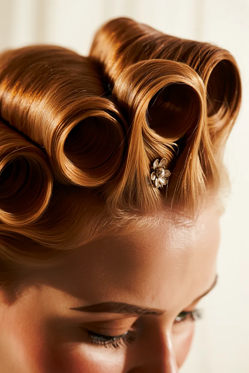 polished victory rolls