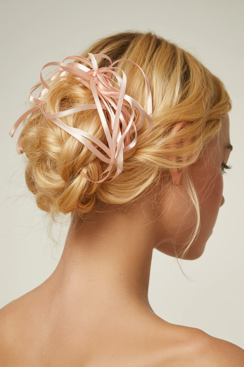 ribbon interwoven updo