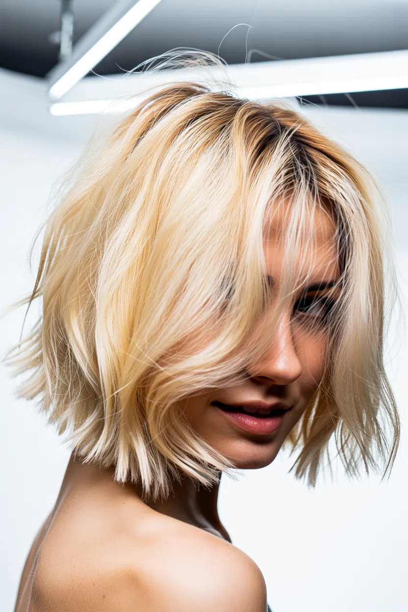 textured end bob