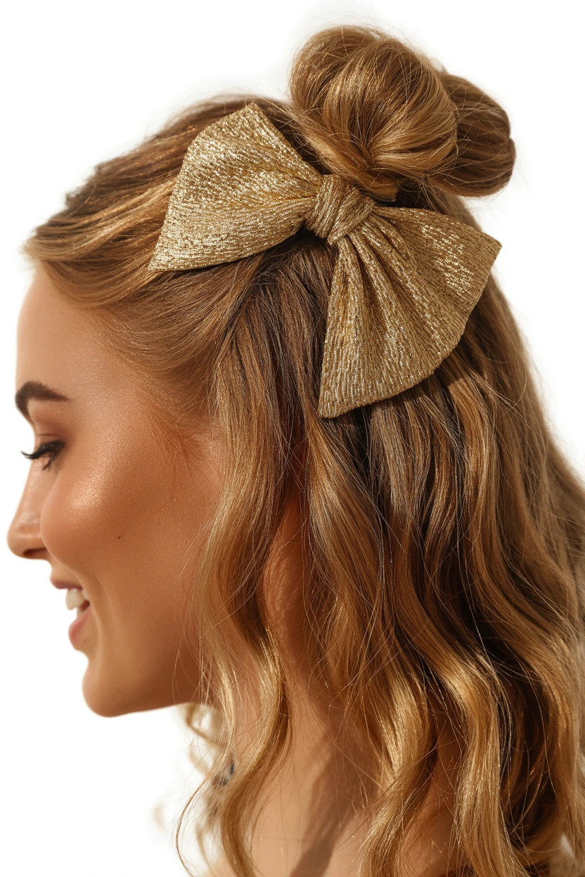 metallic clip half topknot