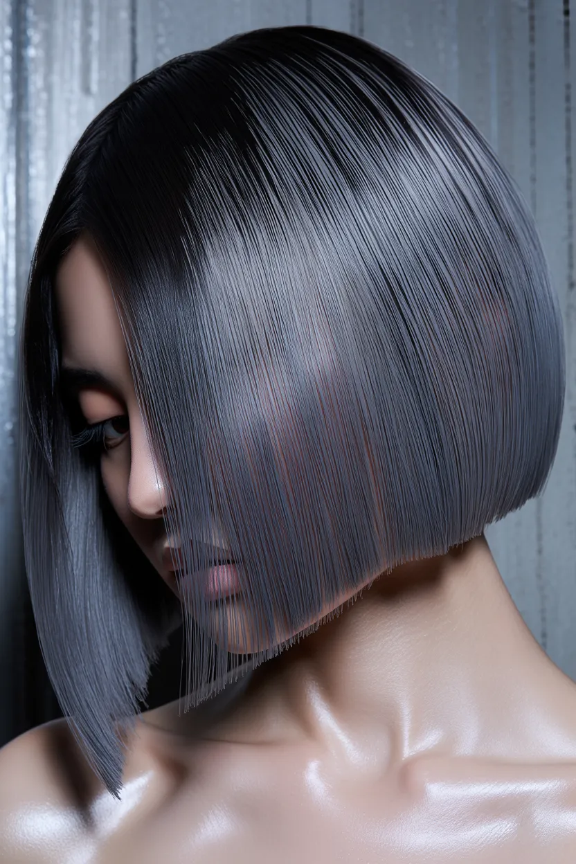 blunt bob with shadow roots
