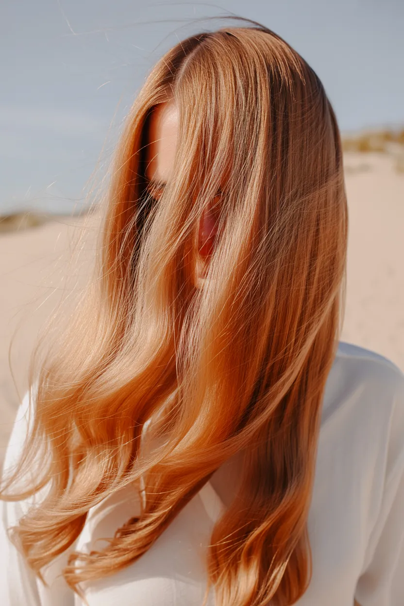 satin apricot beach waves.